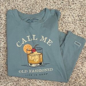 Life Is Good Teal 'Call Me Old Fashioned' Tee XL CRUSHER